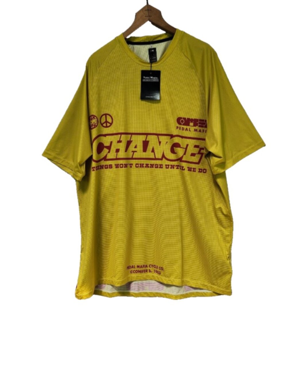 NWT Pedal Mafia Change Cylcing Tech Shirt 3XL Yellow Future is Our Fault